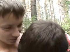 Teen gay friends are getting out to the forest