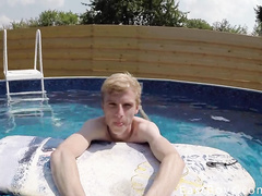 Twink got the camera in the pool and filming his boyfriend